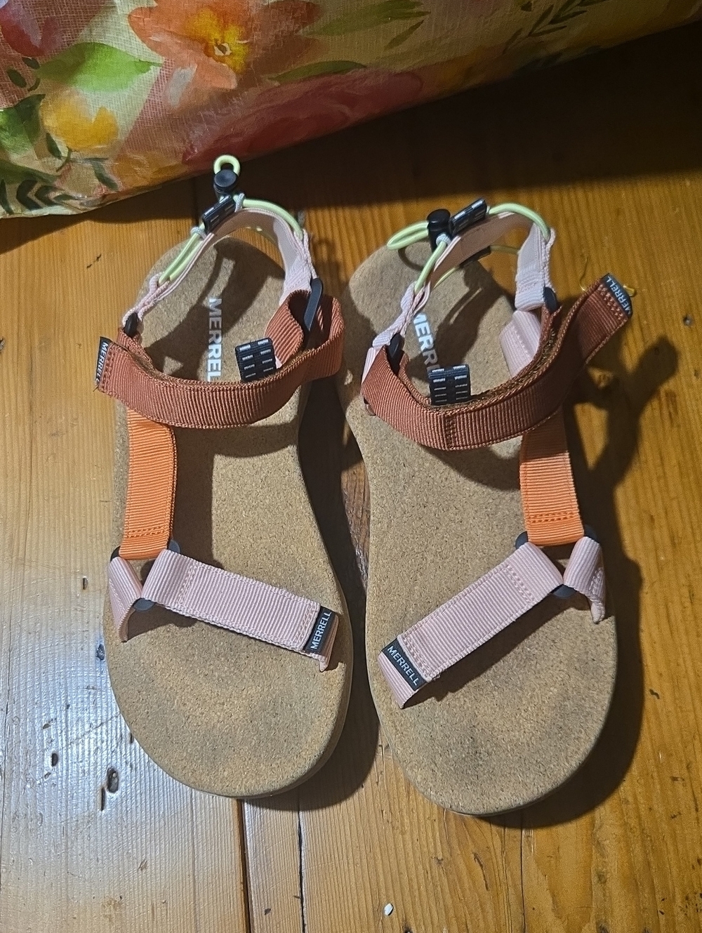 Merrell Multi-Color Adjustable Strap Sandals - Pink, Orange, Brown Sz 9